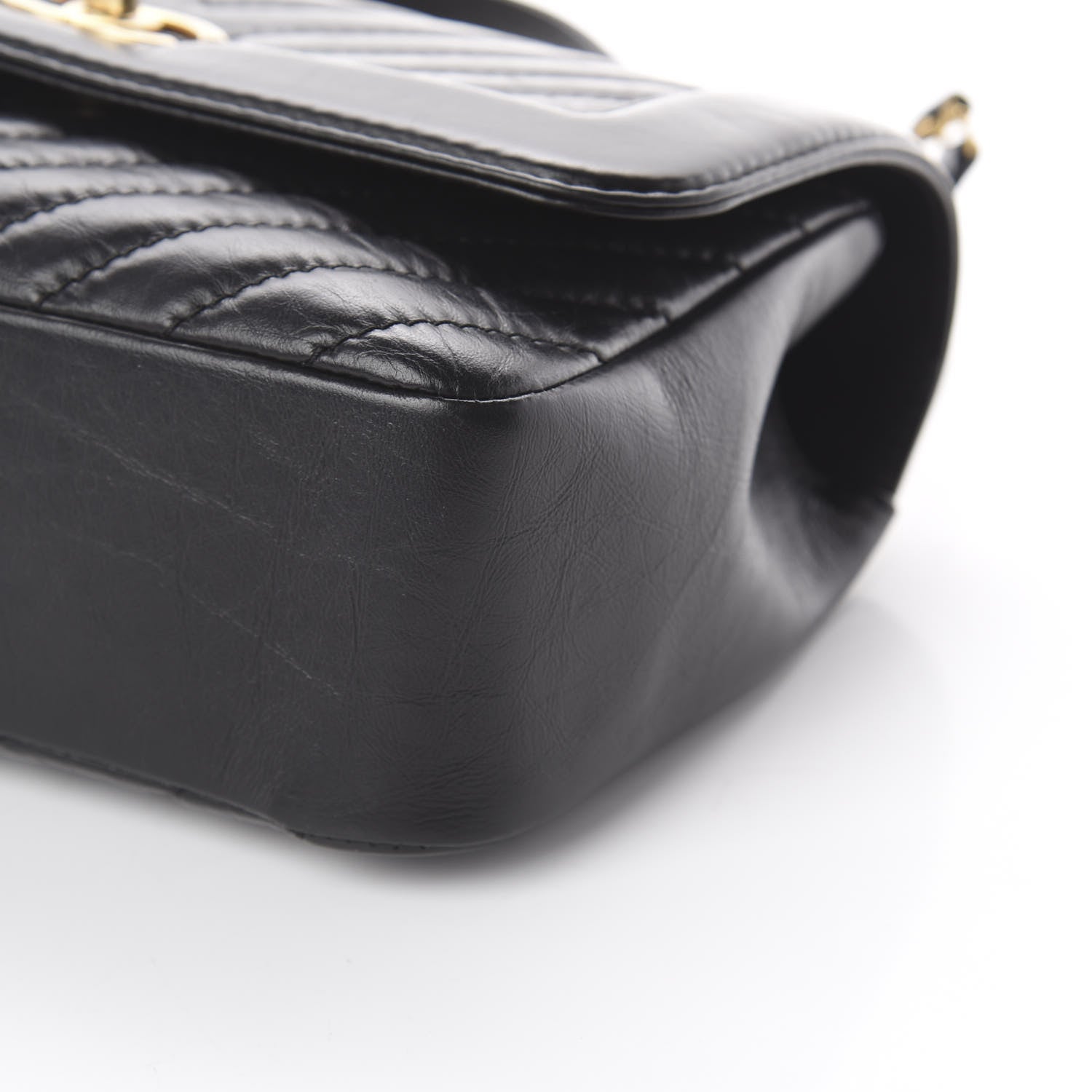 Chanel Calfskin Chevron Quilted Top Handle Flap Black 6 of 9