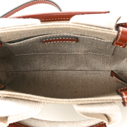 Chloe Cotton Calfskin Mini Woody Ribbon Tote White Brown 4 of 9