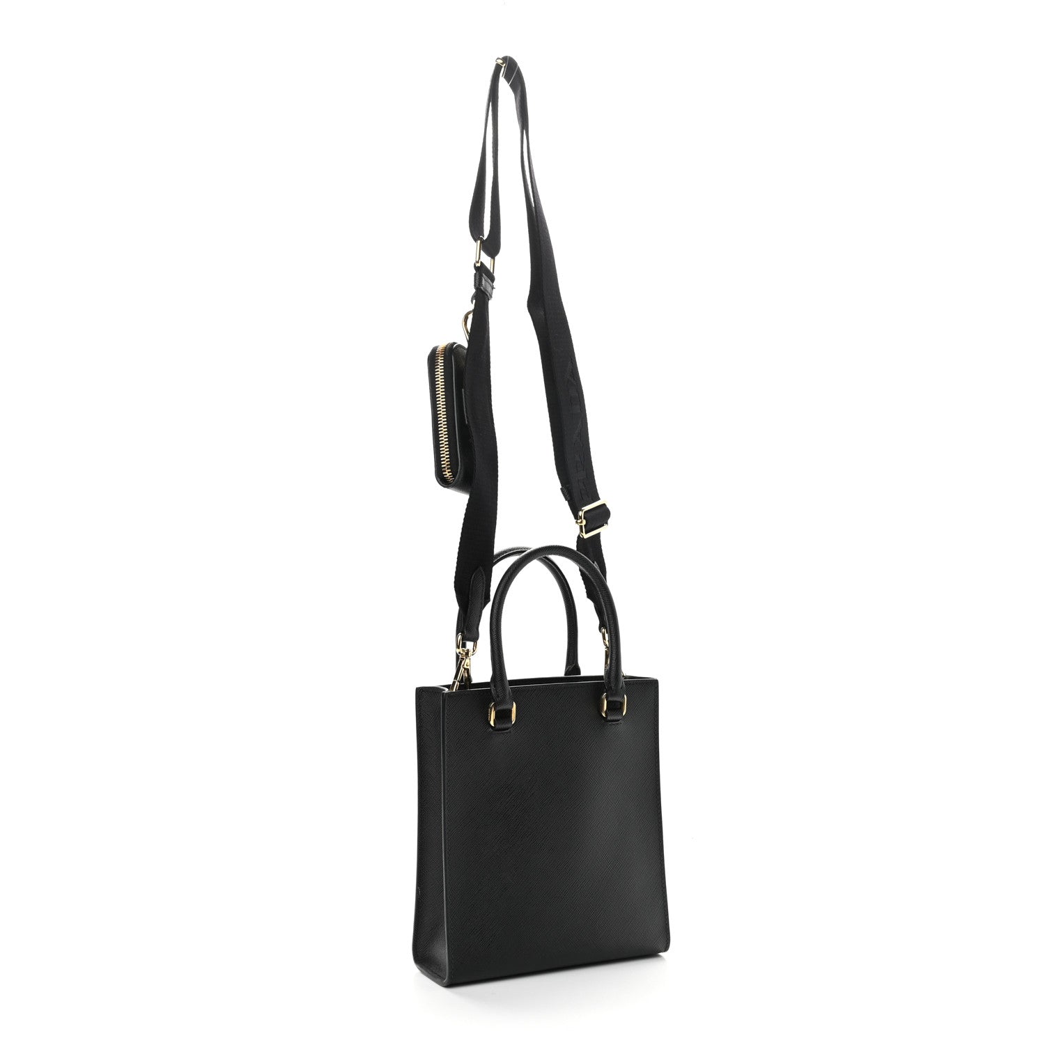 Prada Saffiano Lux Small Shoulder Bag Black 2 of 9