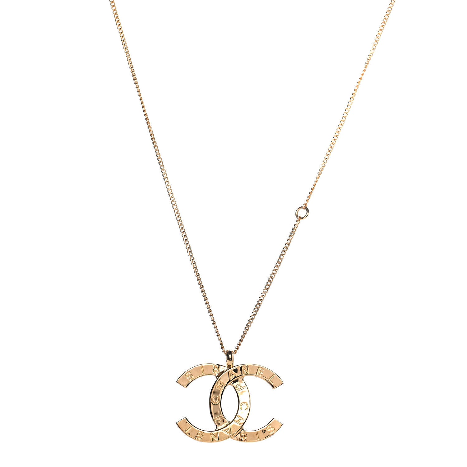 Chanel Metal CC Paris Button Necklace Gold 1 of 4