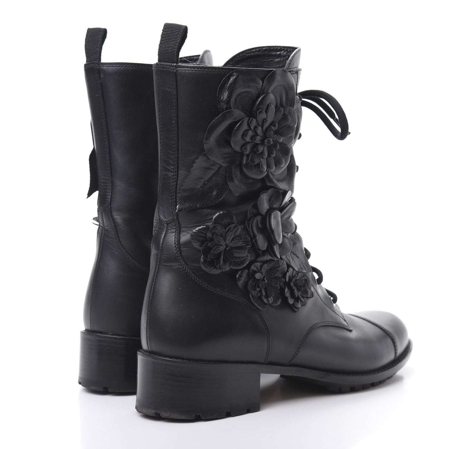 Calfskin Techno Couture Combat Boots 39 Black
