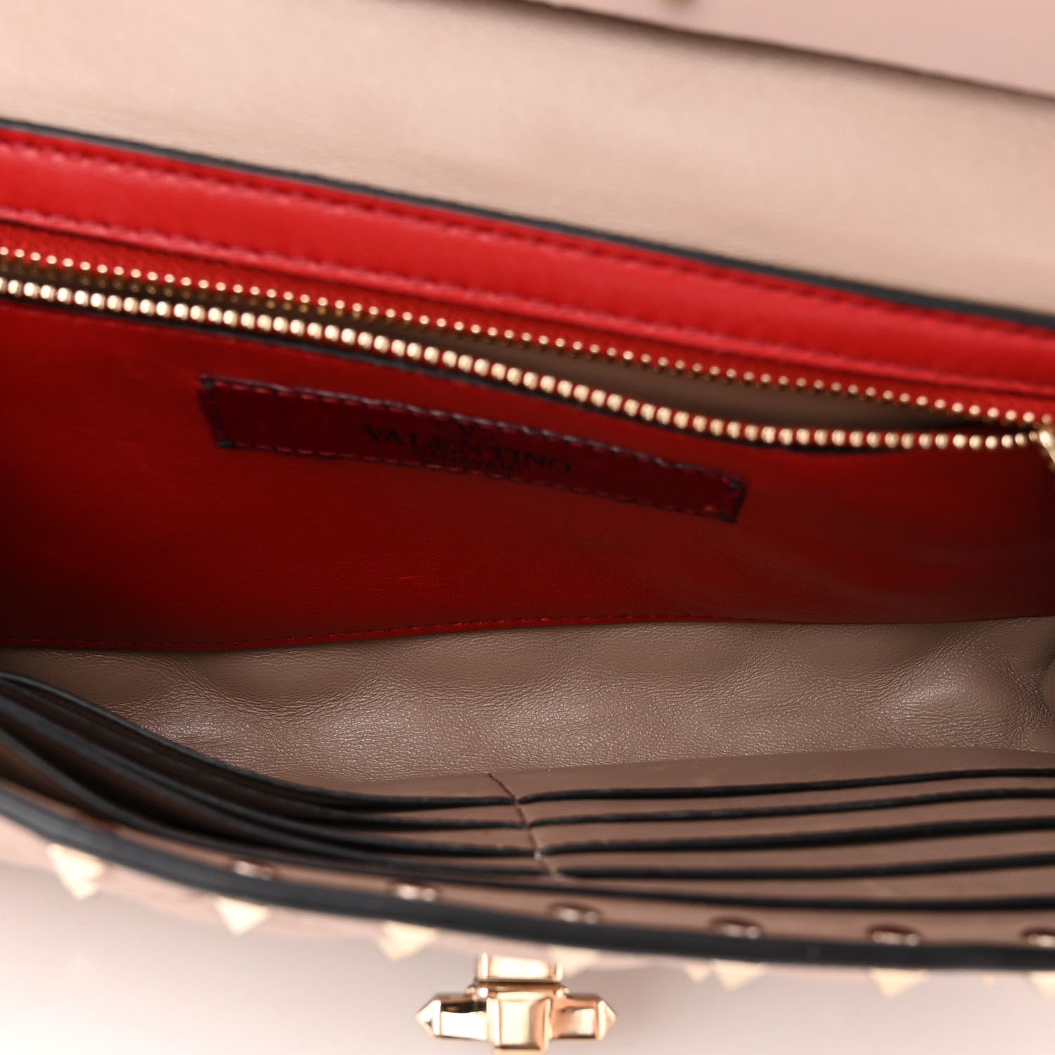 Valentino Garavani Nappa Rockstud Spike Wallet On Chain Poudre 5 of 9