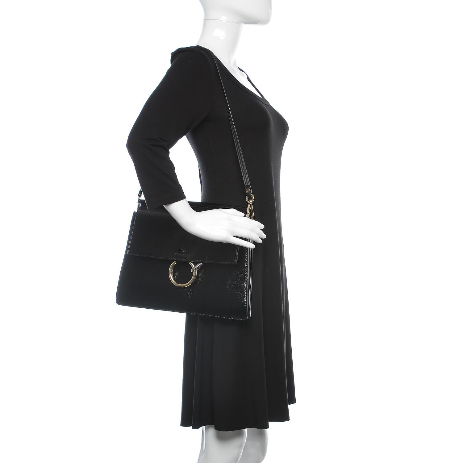 Chloe Patent Medium Faye Shoulder Bag Black 2 of 11