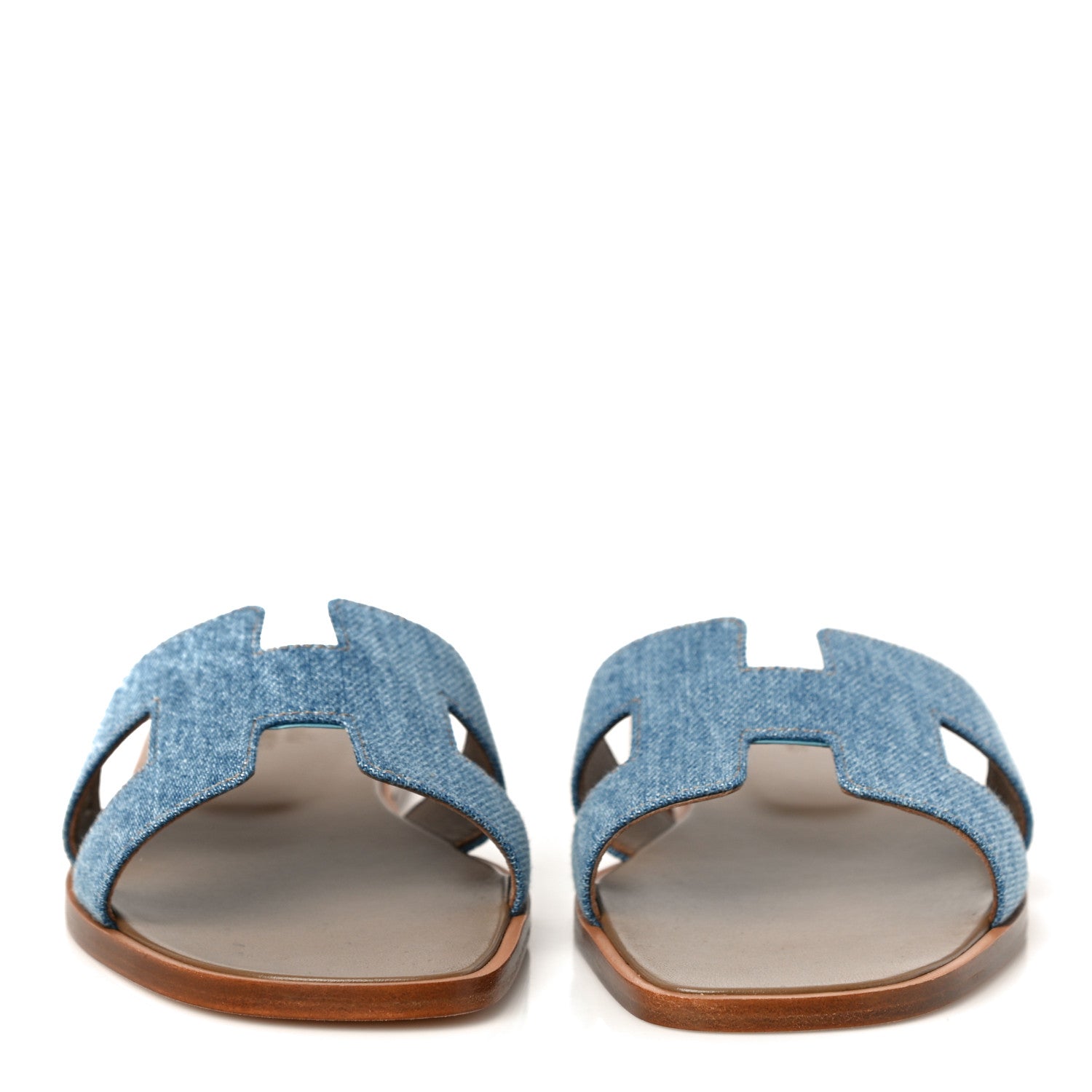 Hermes Denim Canvas Oran Sandals 37.5 Bleu Clair 2 of 10