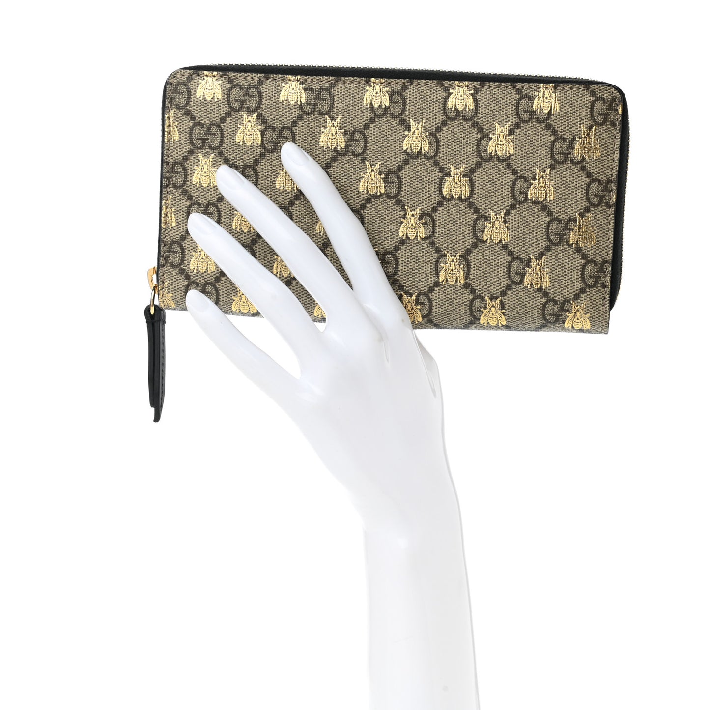 GG Supreme Monogram Bees Zip Around Wallet