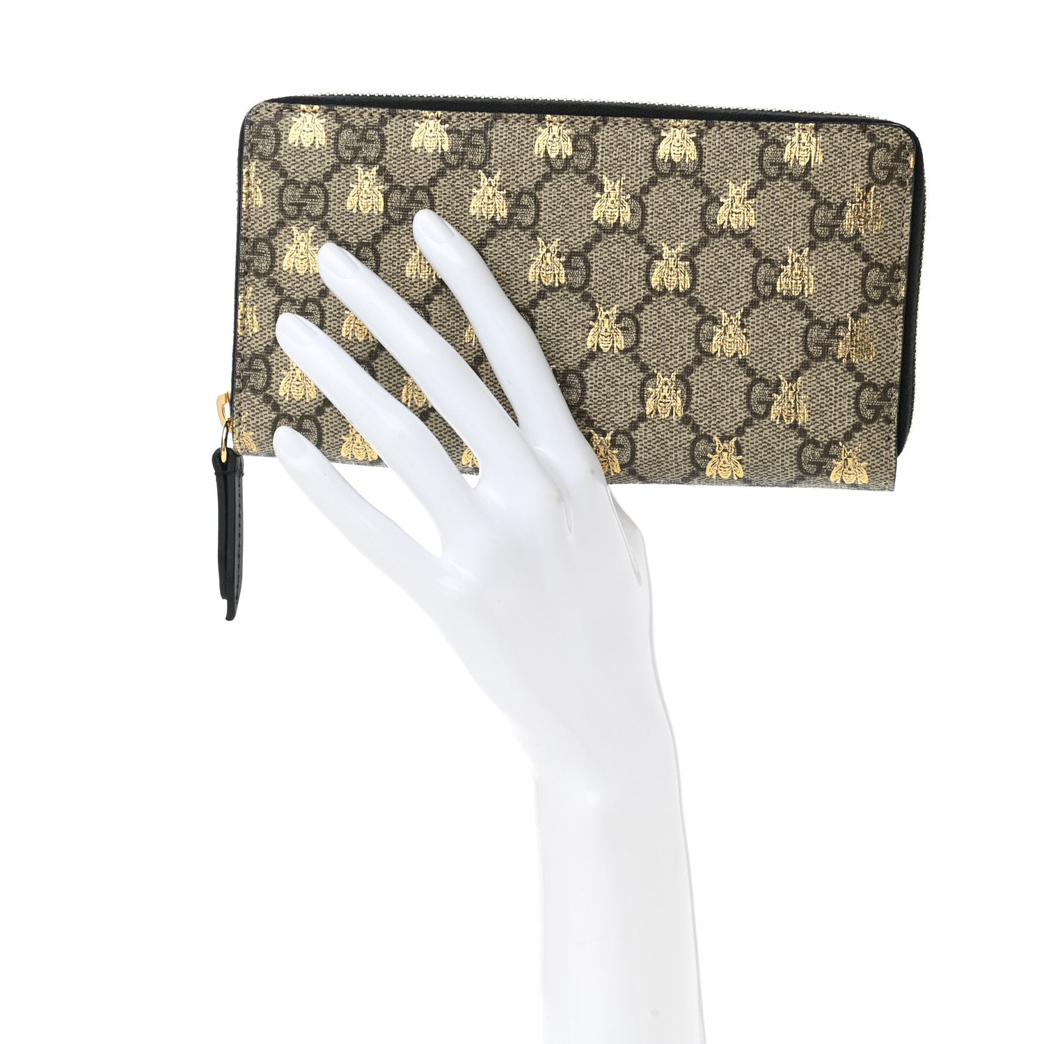 Gucci GG Supreme Monogram Bees Zip Around Wallet 2 of 9
