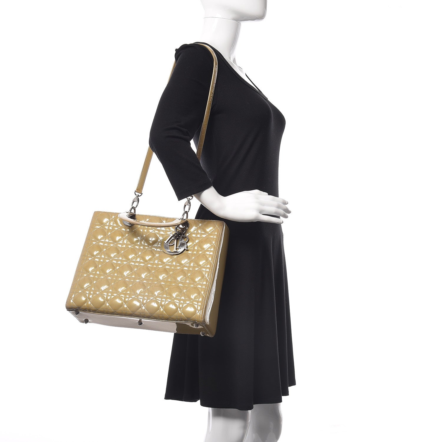 Christian Dior Patent Cannage Large Lady Dior Beige 2 of 16
