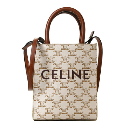 Celine Triomphe Canvas Calfskin Mini Vertical Cabas White 1 of 12