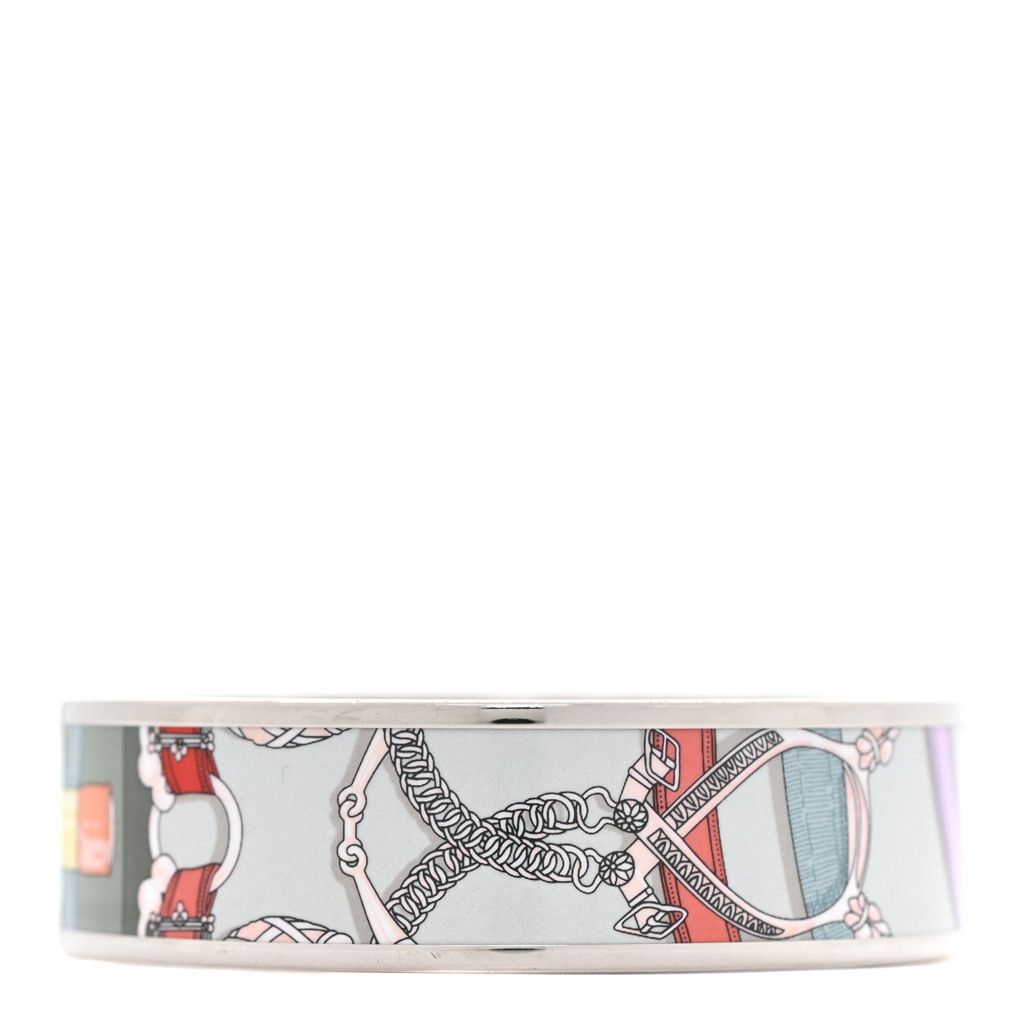 Hermes Enamel Printed Wide Cavald'Or Bracelet 70 Romantique 3 of 5