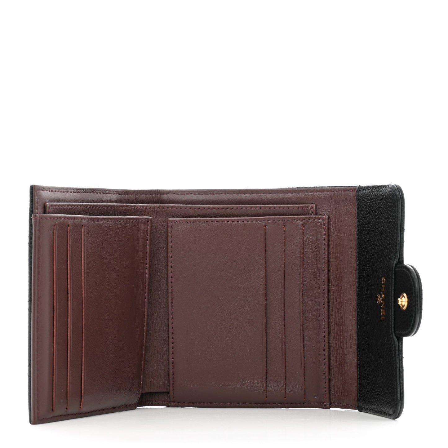 Caviar Quilted Compact Flap Wallet Black