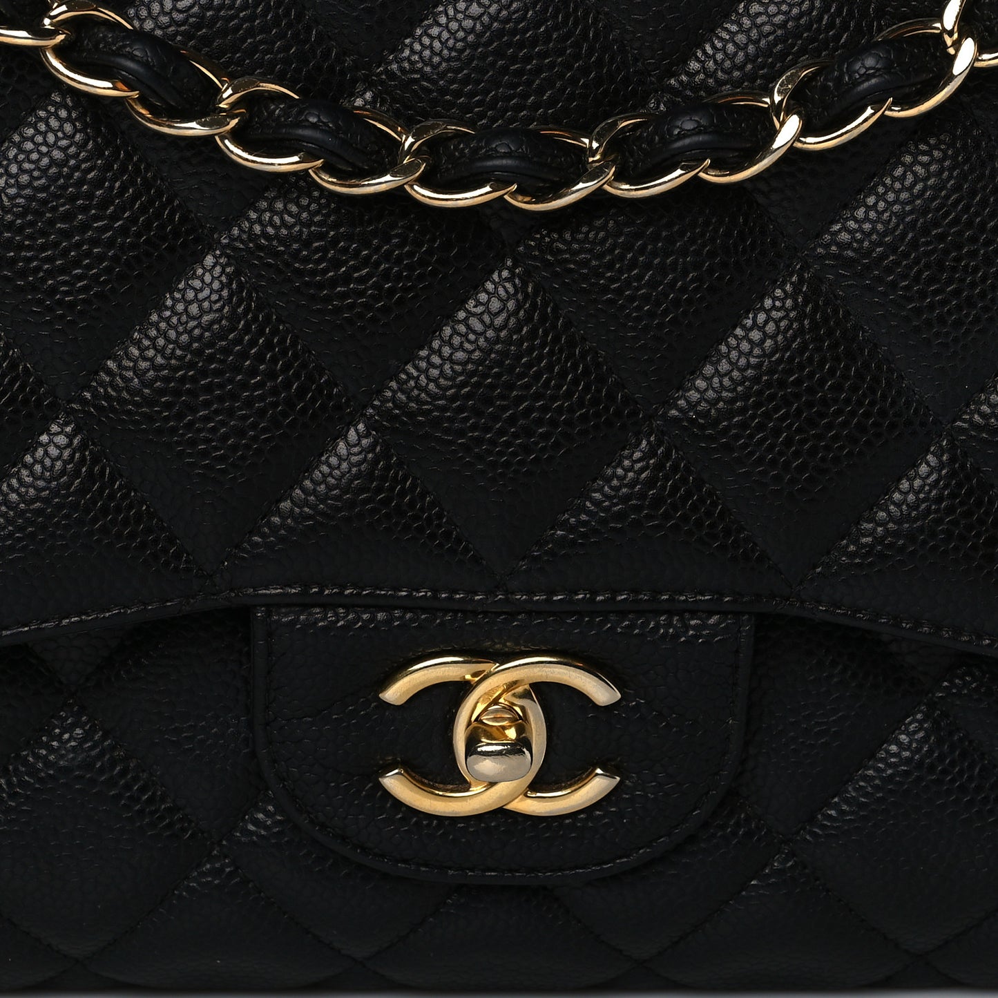 Caviar Quilted Jumbo Double Flap Black