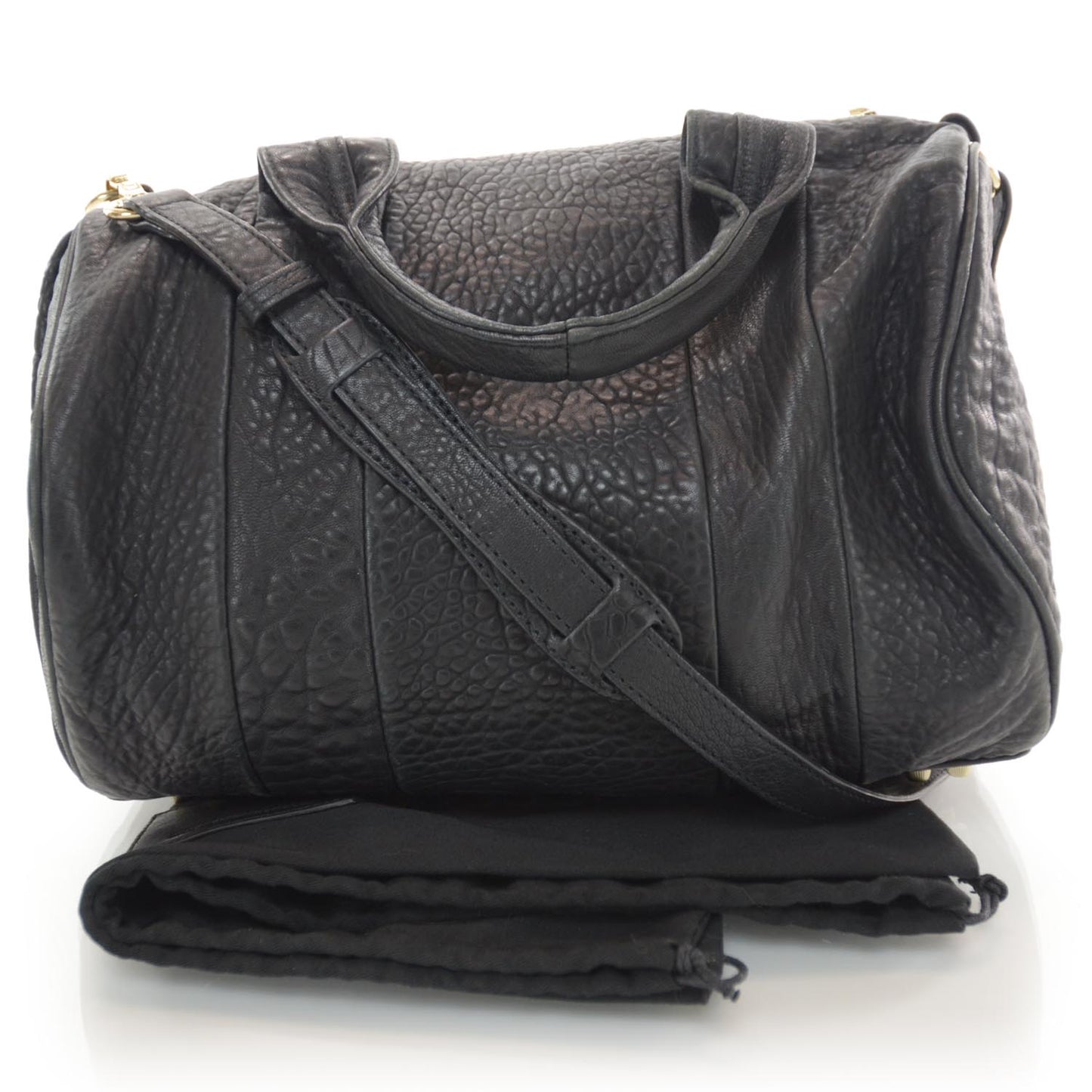 Leather Rocco w Gold Hardware Black