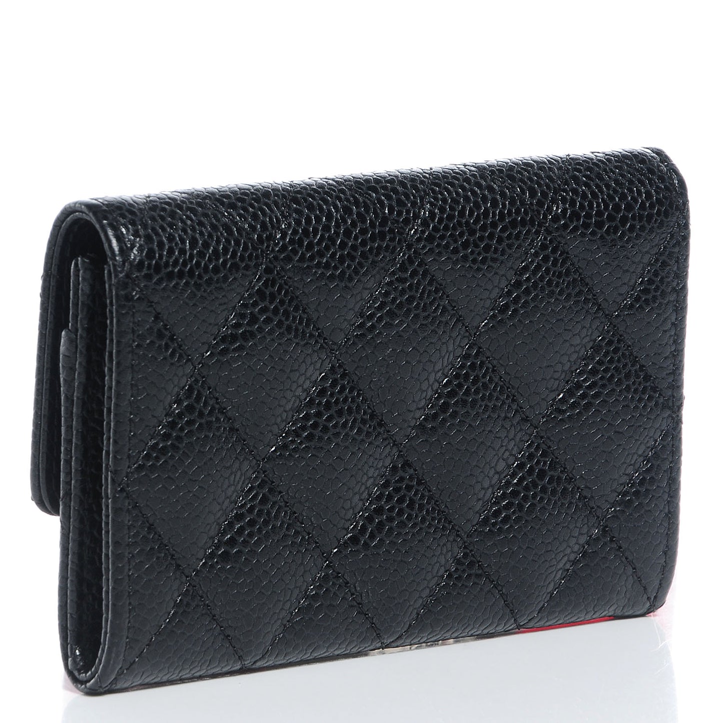 Caviar Quilted Flap Card Holder Black