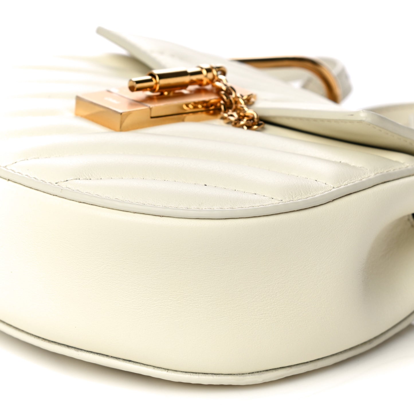 Calfskin Quilted Drew Bijou Shoulder Bag Natural White