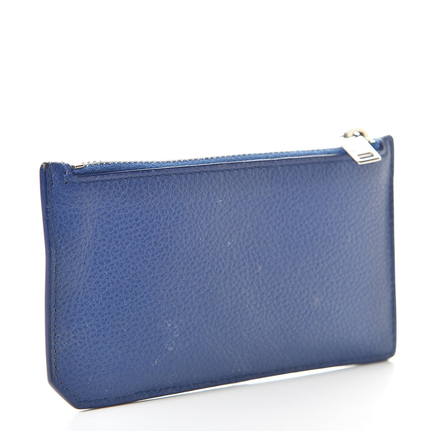 Grained Calfskin 5 Fragments Zip Pouch Card Holder Blue
