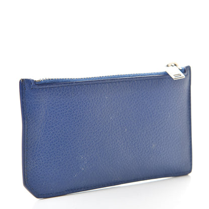 Saint Laurent Grained Calfskin 5 Fragments Zip Pouch Card Holder Blue 3 of 9