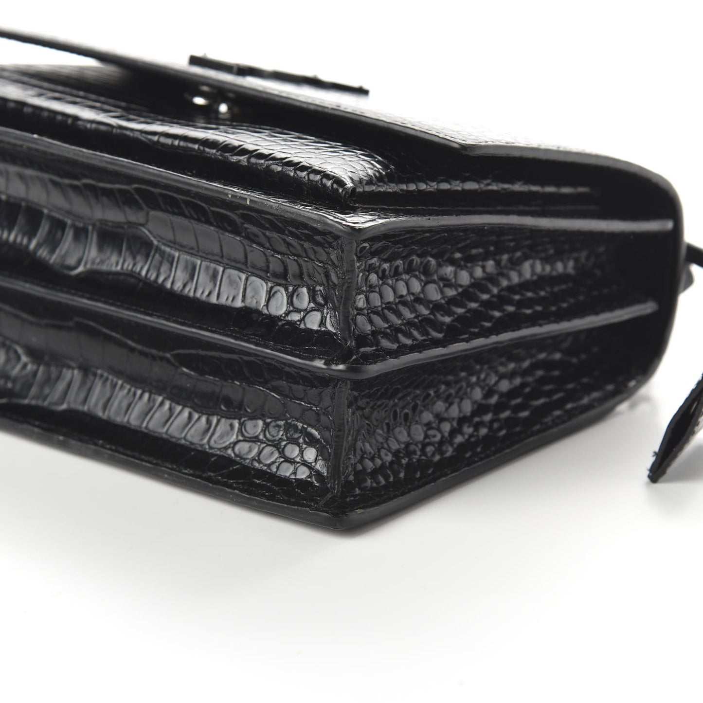Calfskin Crocodile Embossed Medium Monochrome Monogram Sunset Black