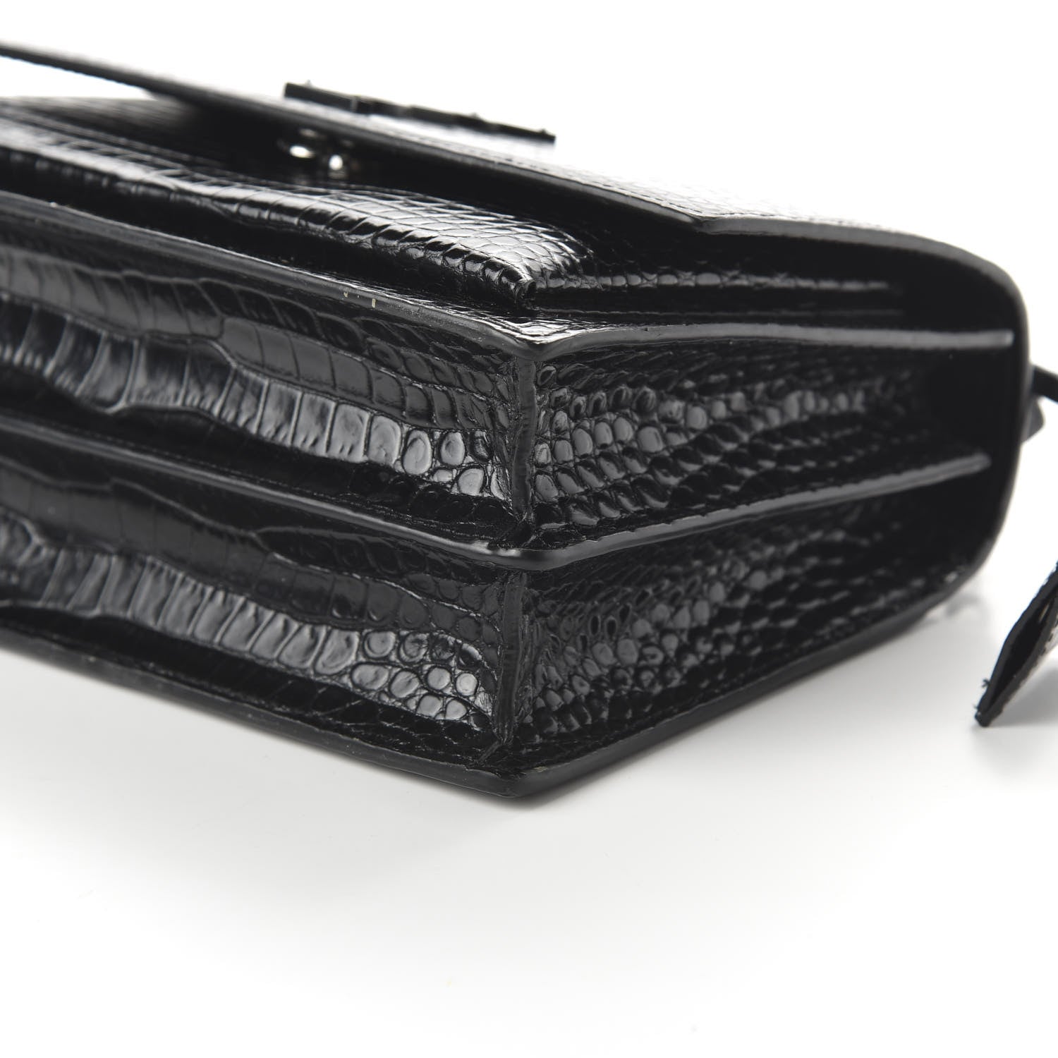 Saint Laurent Calfskin Crocodile Embossed Medium Monochrome Monogram Sunset Black 7 of 9