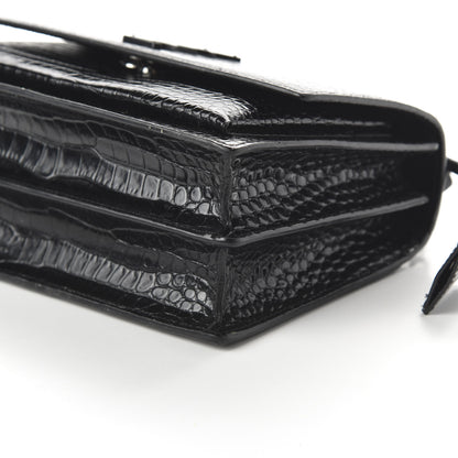 Saint Laurent Calfskin Crocodile Embossed Medium Monochrome Monogram Sunset Black 7 of 9