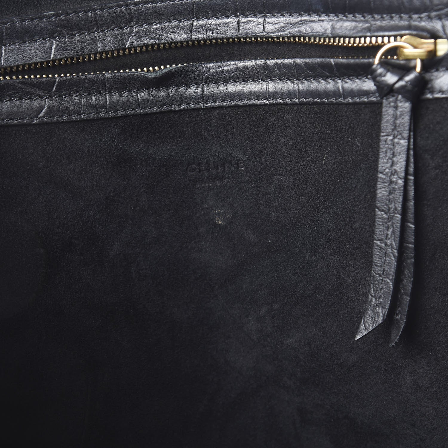 Celine Crocodile Embossed Calfskin Large Phantom Luggage Black 5 of 11