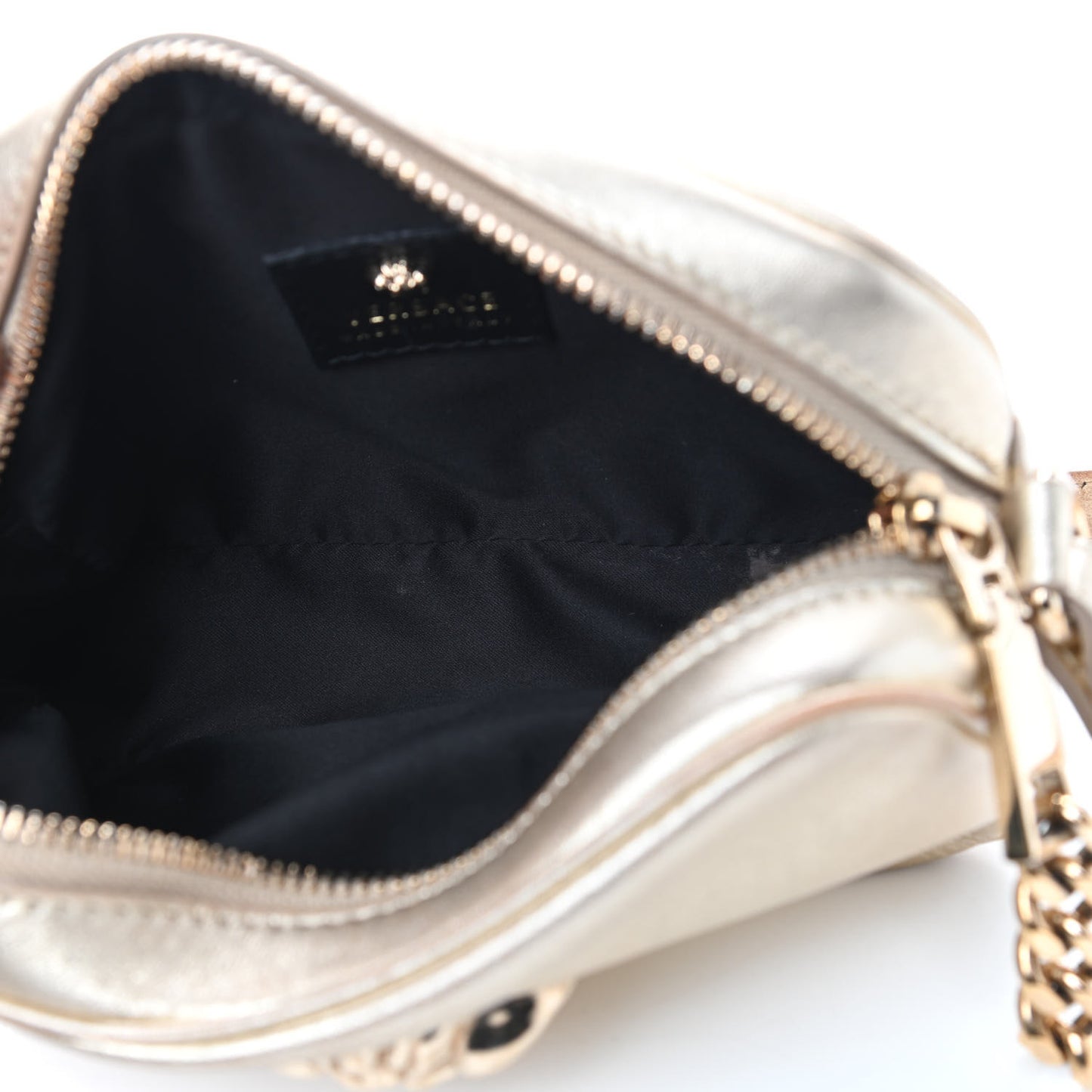 Grained Calfskin Palazzo Medusa Camera Bag Gold