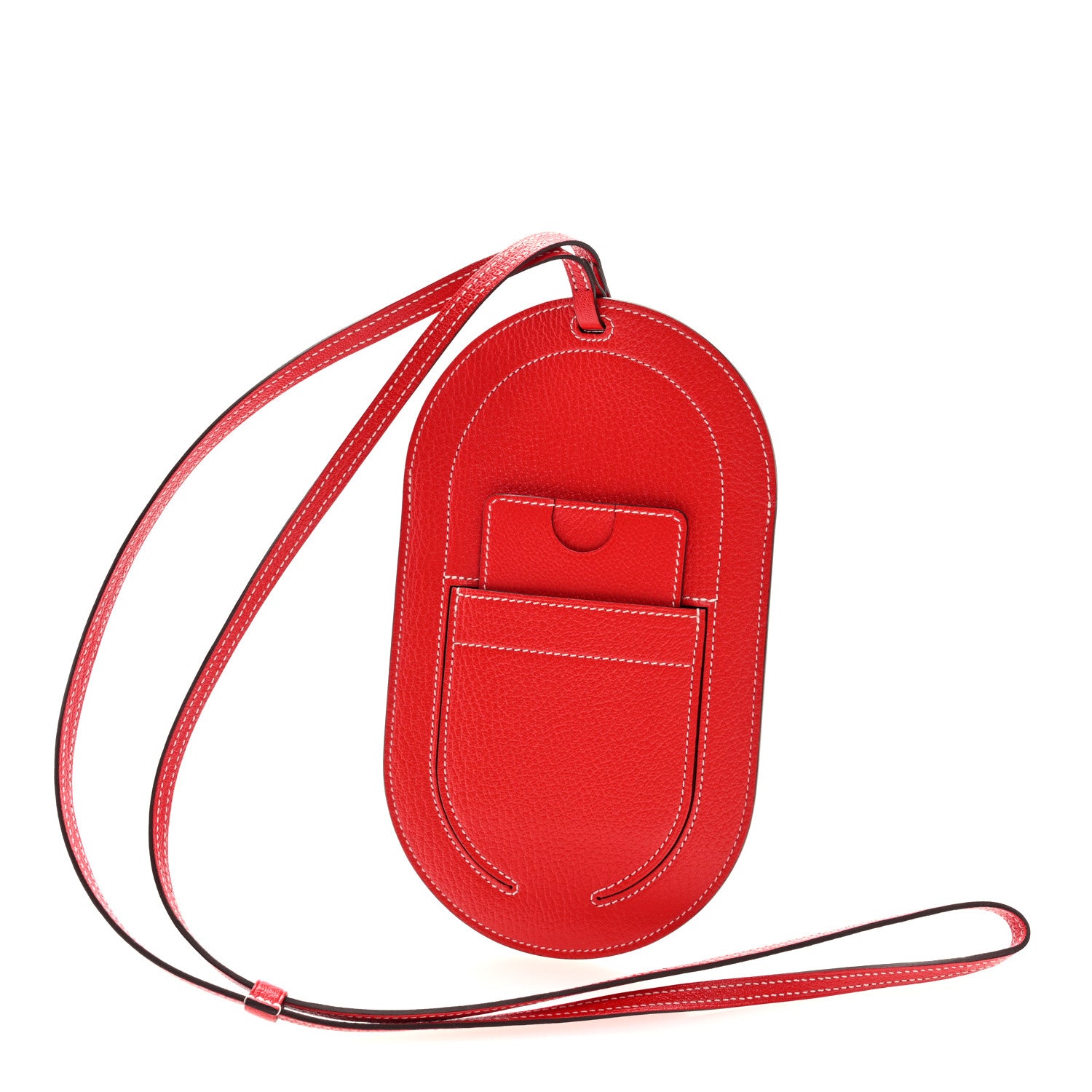 Hermes Chevre Mysore In-The-Loop Phone To Go PM Case Rouge De Coeur White 1 of 9