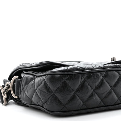 Chanel Crumpled Calfskin Quilted Medium Casual Rock Flap Black 8 of 9