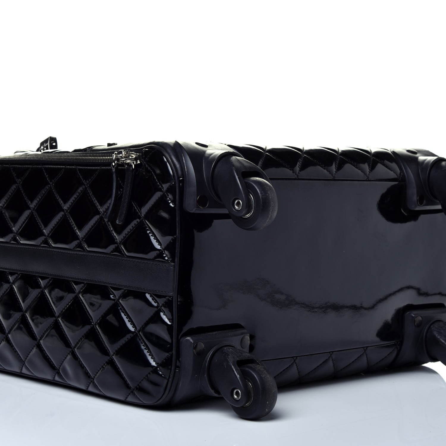 Chanel Vinyl Calfskin Quilted Trolley Rolling Luggage Black 7 of 8