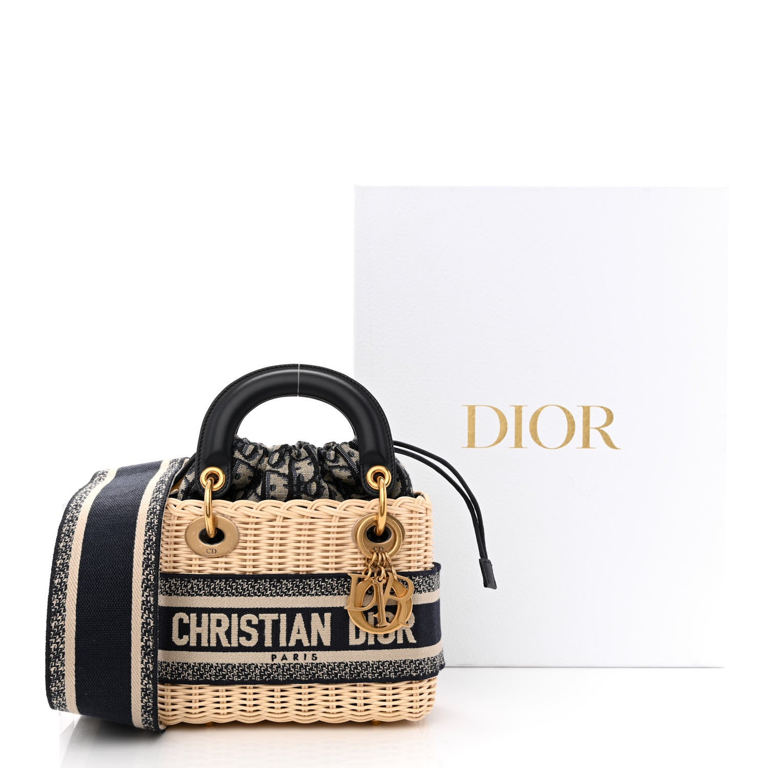 Christian Dior Wicker Oblique Mini Lady Dior Bag Blue 10 of 10