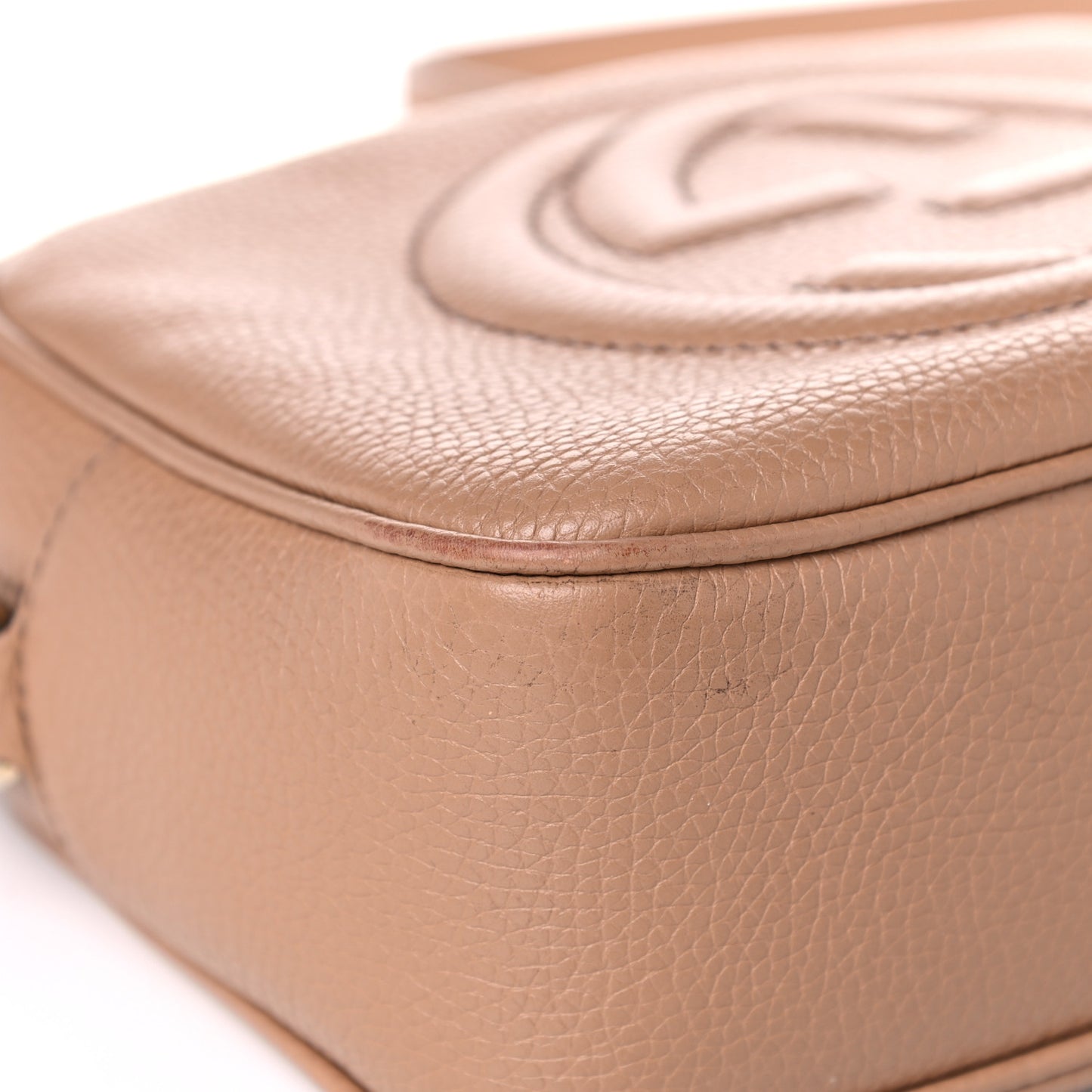 Pebbled Calfskin Small Soho Disco Bag Camelia