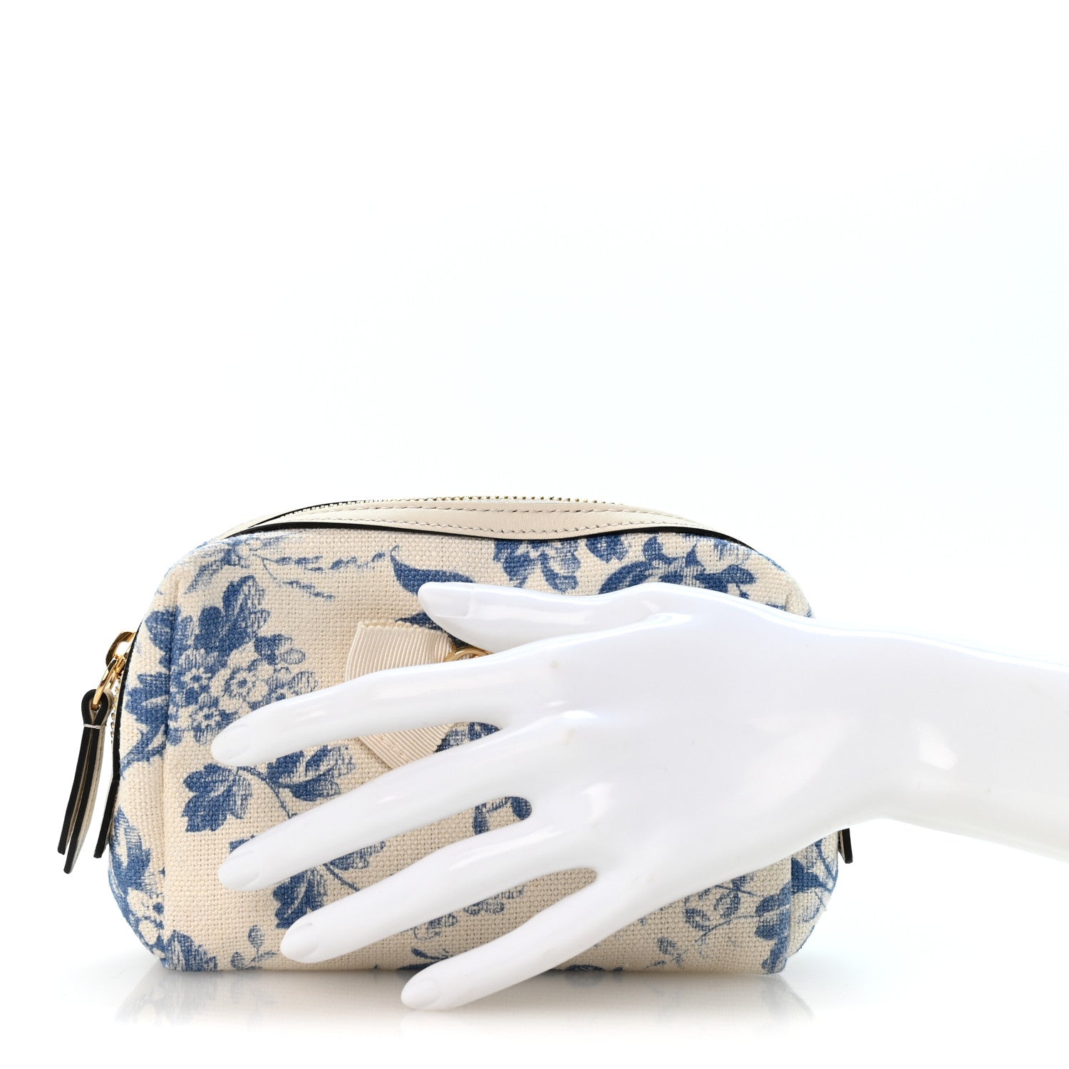 Gucci Canvas Herbarium Print Ribbon Cosmetic Case Blue 2 of 8