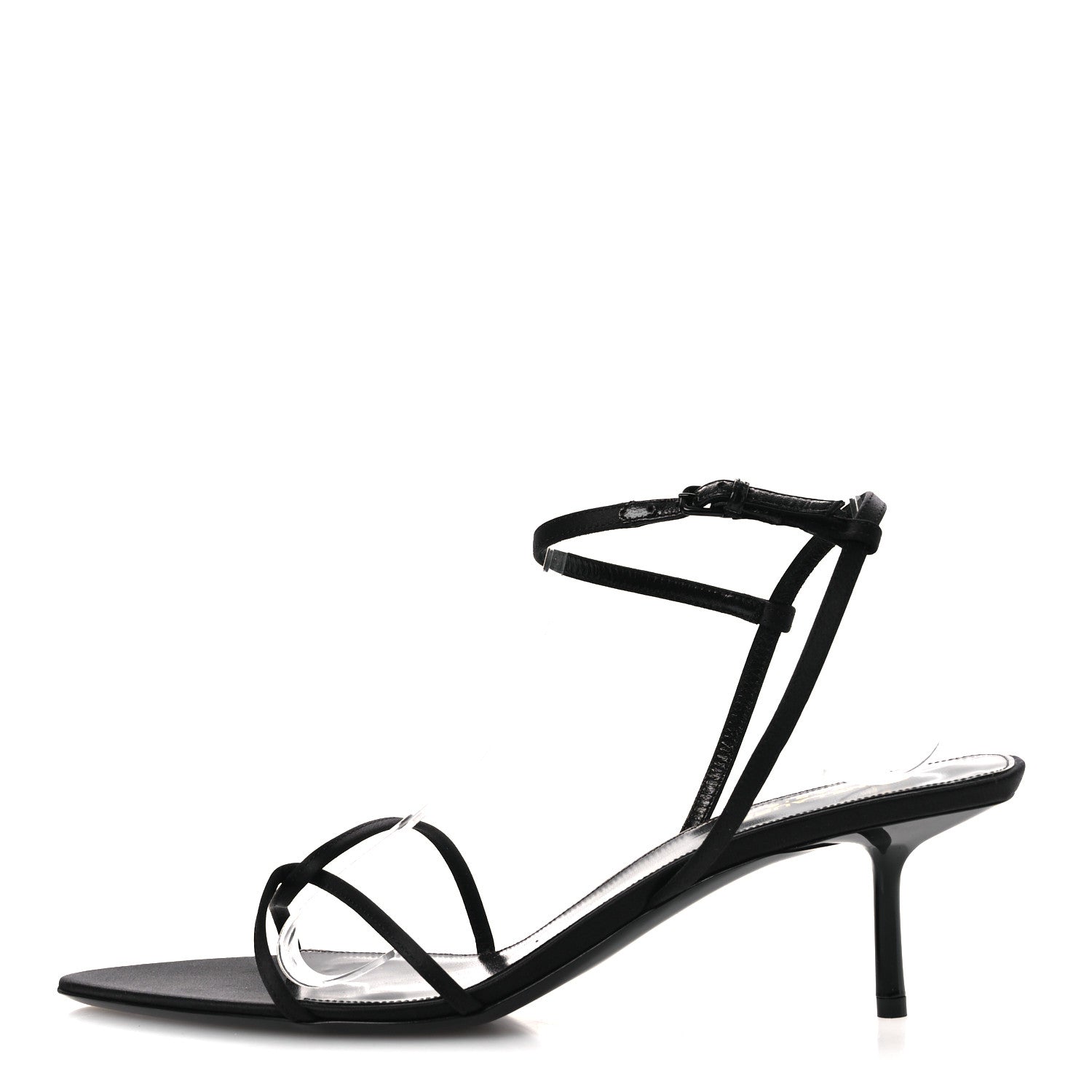 Saint Laurent Crepe Satin Clara 55 Ankle Strap Sandals 41 Black 1 of 13