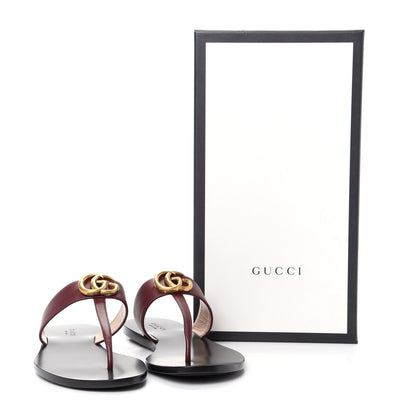 Gucci Calfskin GG Marmont Thong Sandals 37 Vintage Bordeaux 10 of 10