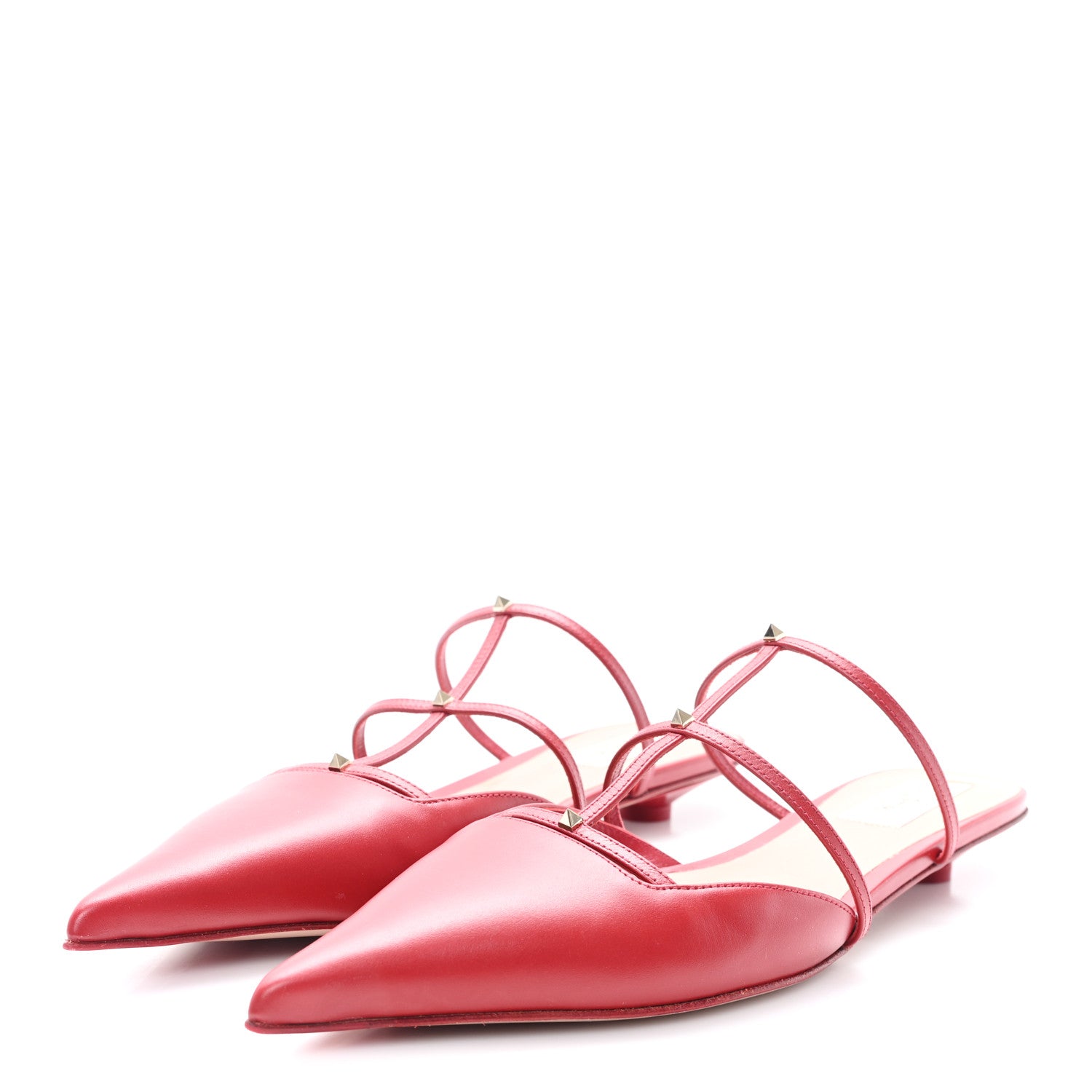 Valentino Garavani Calfskin Rockstud Wispy Mules 36.5 Red 1814548