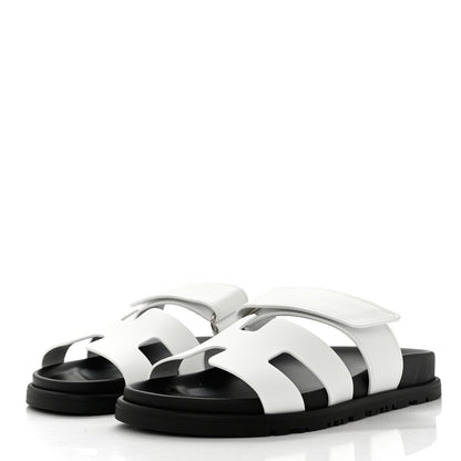 Hermes Calfskin Womens Chypre Sandals 35.5 White 3 of 8
