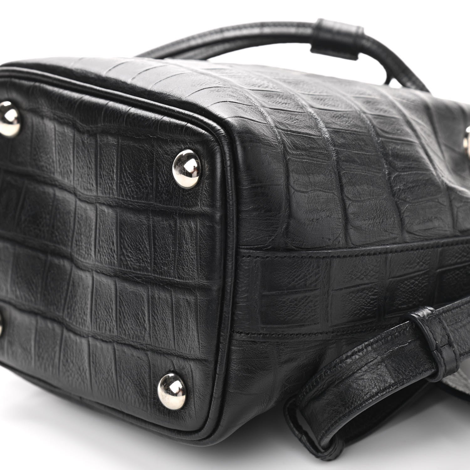 Saint Laurent Calfskin Crocodile Embossed Small Emmanuelle Bucket Bag Black 8 of 8