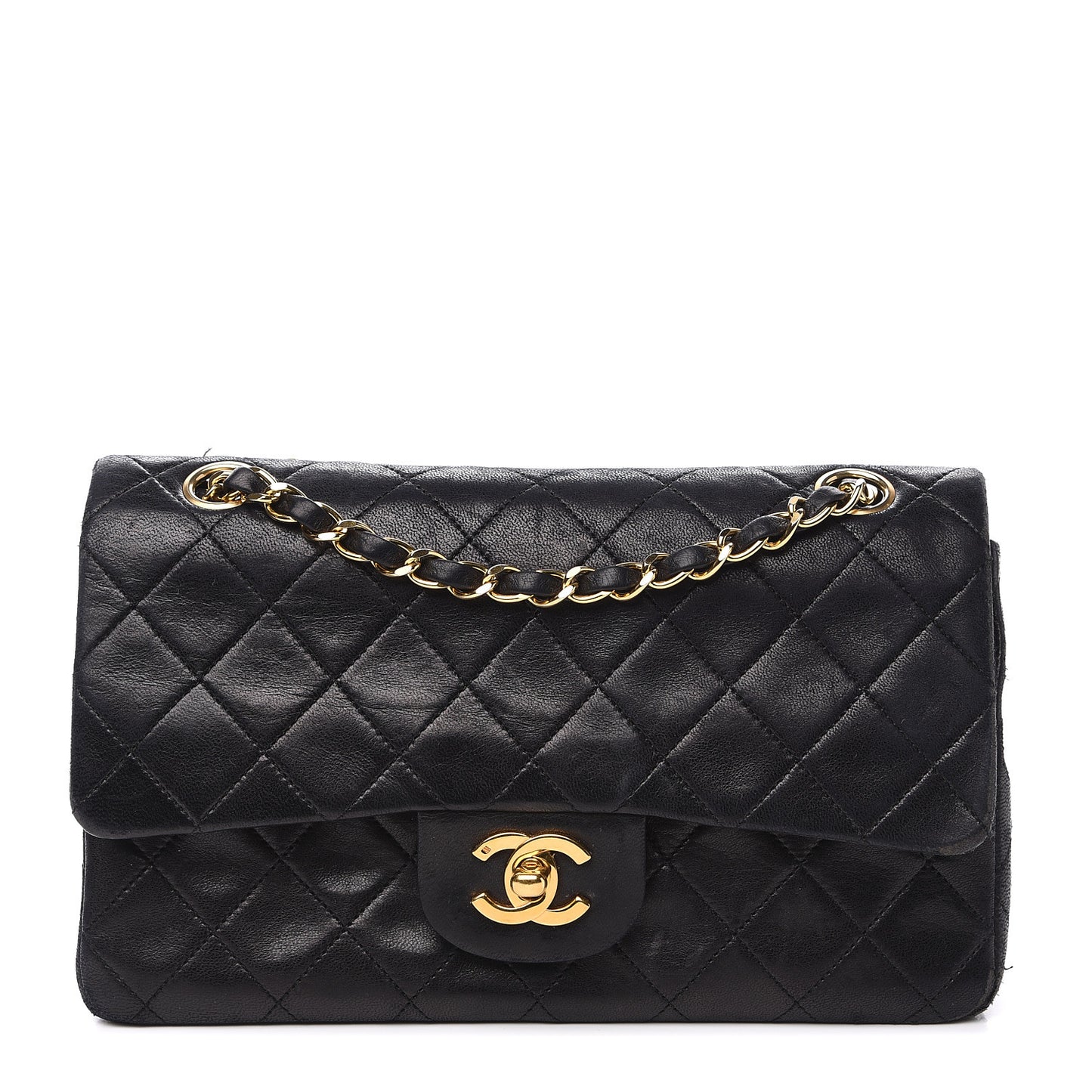 Lambskin Quilted Small Double Flap Black