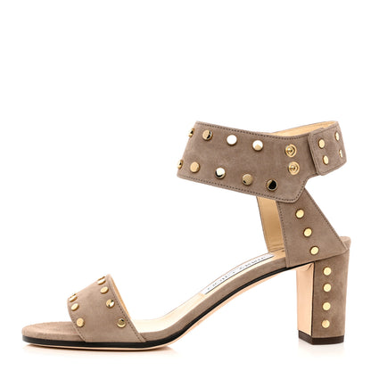 Jimmy Choo Suede Veto Studded Sandals 37.5 Light Mocha 1 of 8
