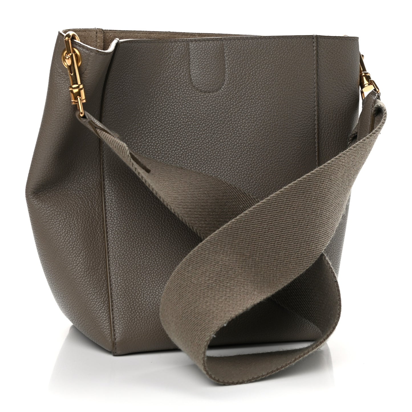 Soft Grained Calfskin Small Sangle Bucket Bag Taupe