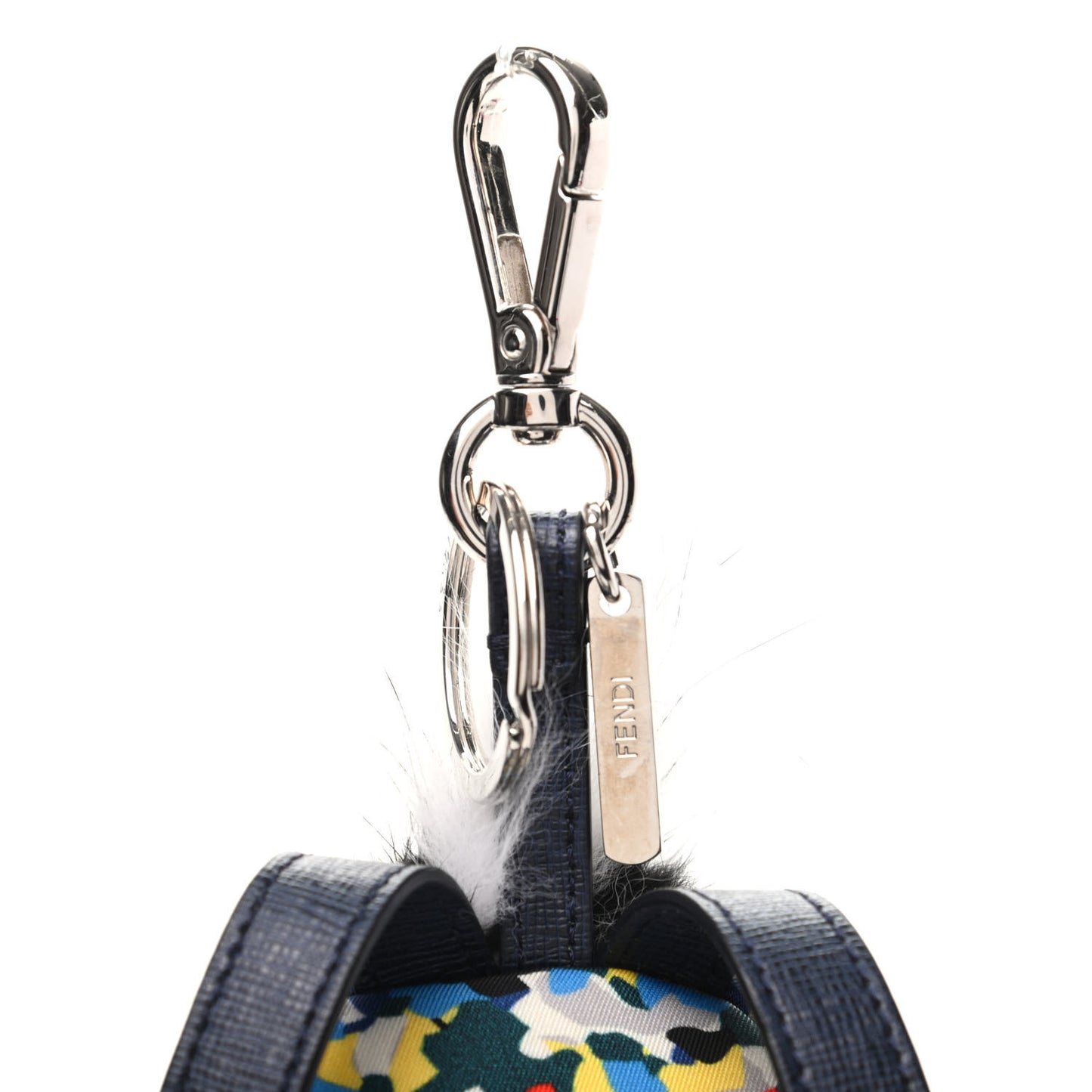Nylon Vitello Elite Flamingo Fox Nutria Fur Lightning Monster Eyes Mini Backpack Charm Multicolor