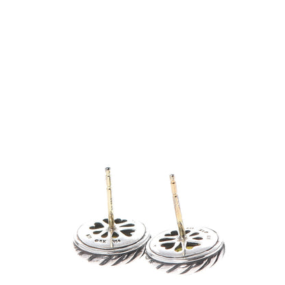 David Yurman Sterling Silver 18K Yellow Gold Peridot 6mm Cookie Cable Earrings 4 of 6