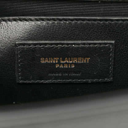 Saint Laurent Calfskin Crocodile Embossed Medium Classic Monogram Kate Tassel Satchel Black 6 of 13
