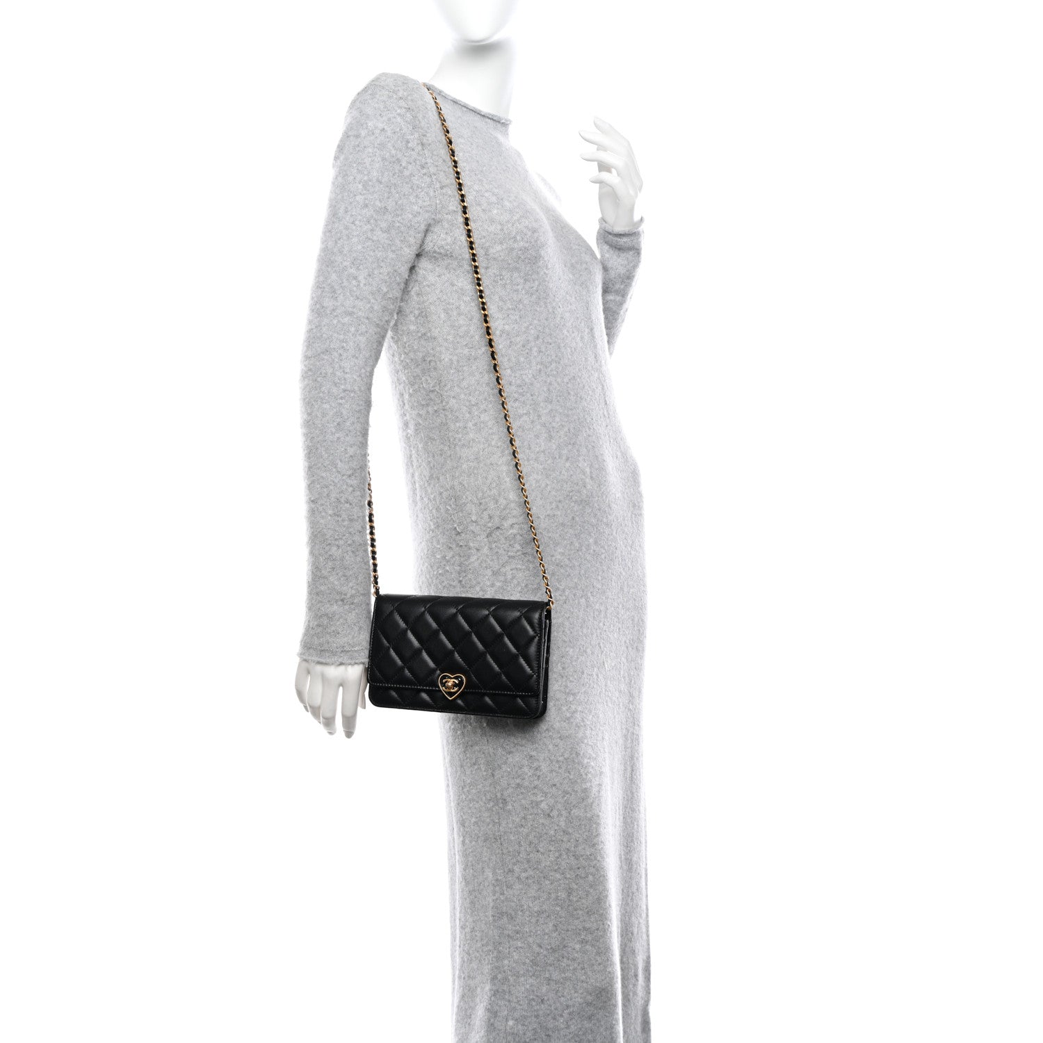 Chanel Lambskin Plexiglass Quilted Coco Love Wallet On Chain WOC Black 2 of 12