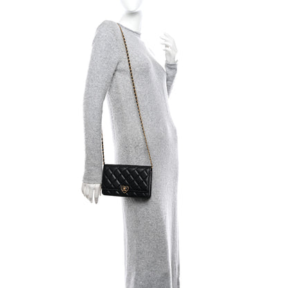 Chanel Lambskin Plexiglass Quilted Coco Love Wallet On Chain WOC Black 2 of 12