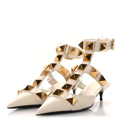 Valentino Garavani Calfskin Roman Stud Ankle Strap 40mm Pumps 35 White 4 of 12