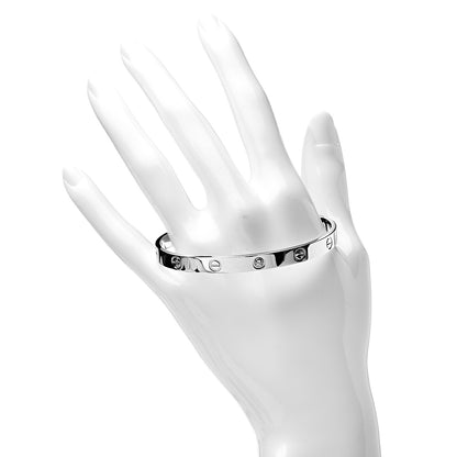 Cartier 18K White Gold 1 Diamond LOVE Cuff Bracelet 19 2 of 5
