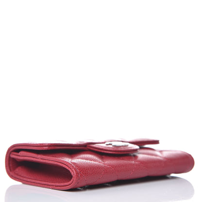 Chanel Caviar Quilted Flap Card Holder Wallet Red 4 of 9