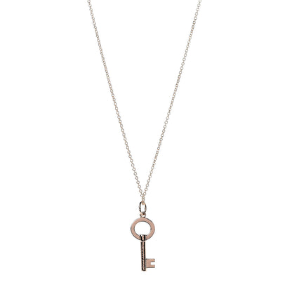 Tiffany 18K Rose Gold Modern Keys Open Round Key Pendant Necklace 1 of 7