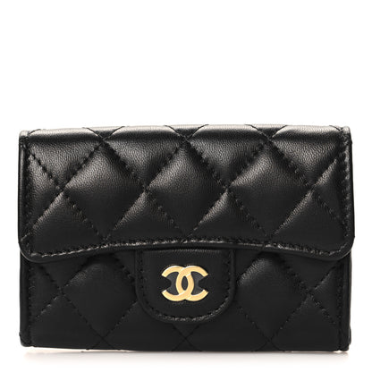 Chanel Lambskin Quilted Flap Card Holder Wallet Black 1 of 9