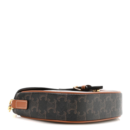 Celine Triomphe Canvas Folco Shoulder Bag Tan Tan 4 of 12